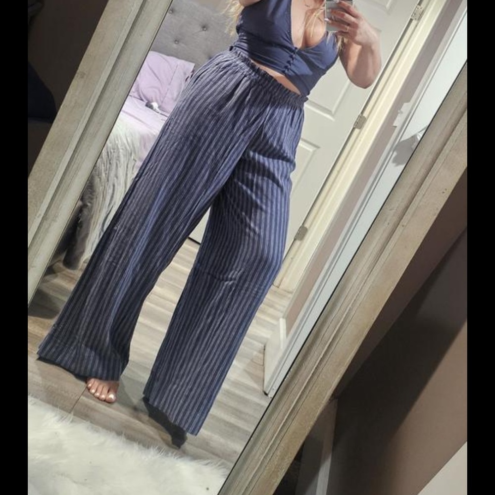 Aerie Linen Blend Trousers Size Medium Oversized - Picture 9 of 9